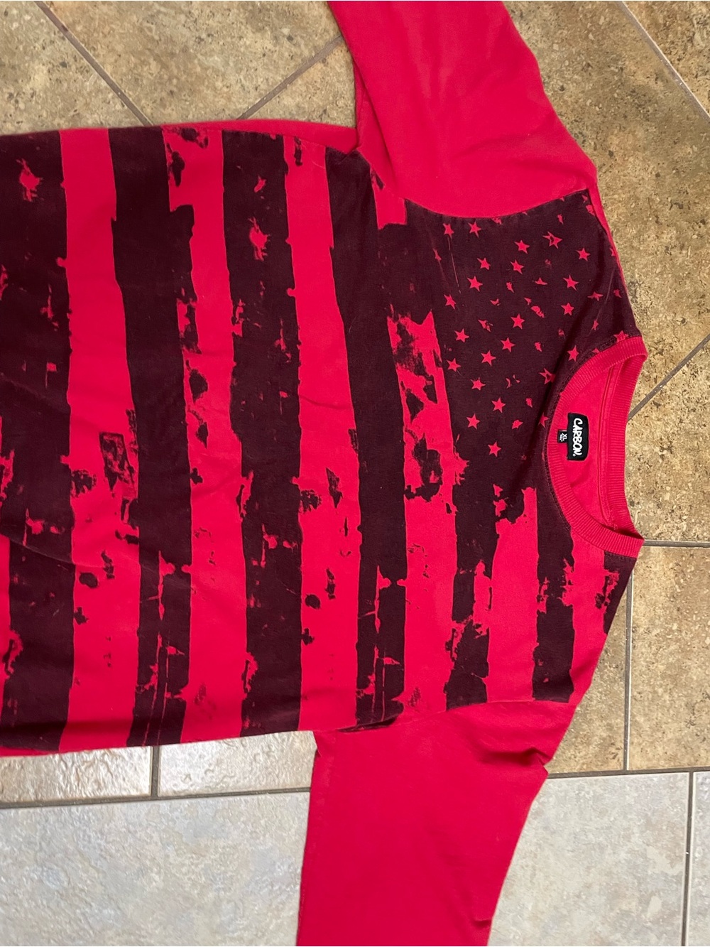 Carbon Red & Black Distressed Flag Crewneck Sweater